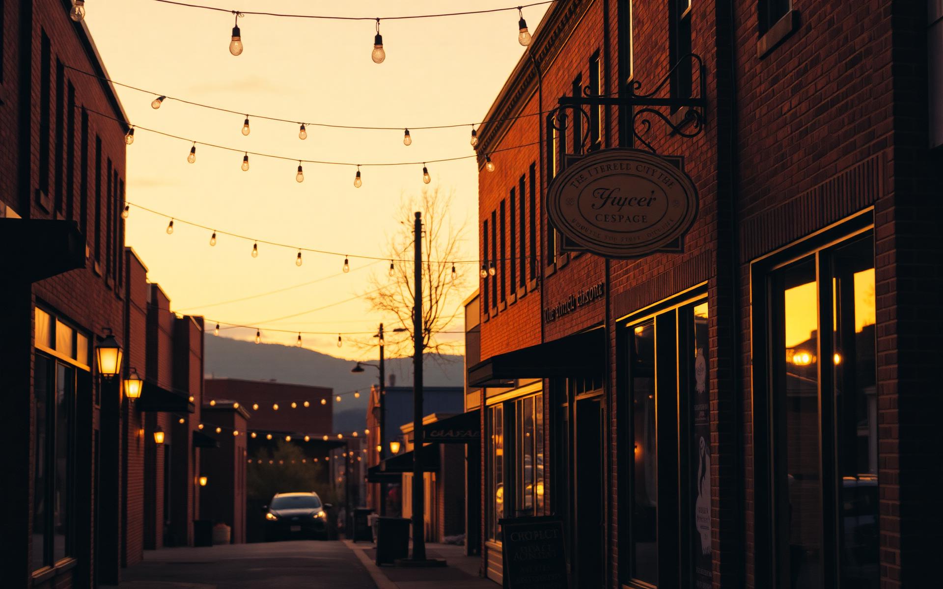 Downtown North Wilkesboro at golden hour