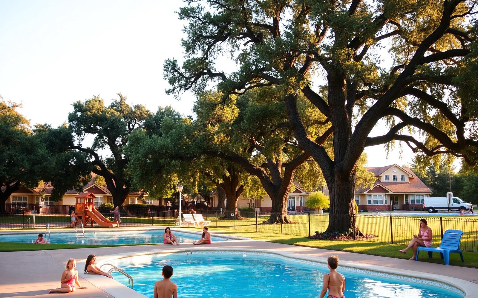 Smoot Park pool on a summer evening
